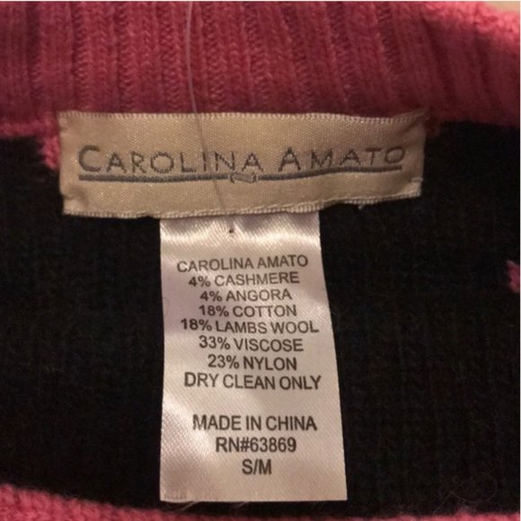 NEW CAROLINA AMATO NEW YORK pink black polkadot luxury cashmere dog sweater S/M - Picture 3 of 3